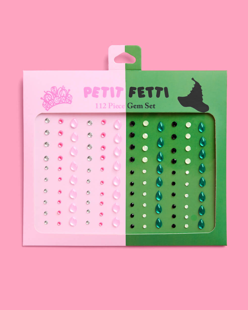 Pink Goes Good W. Green Gem Set - 112 Adhesive Face Gems