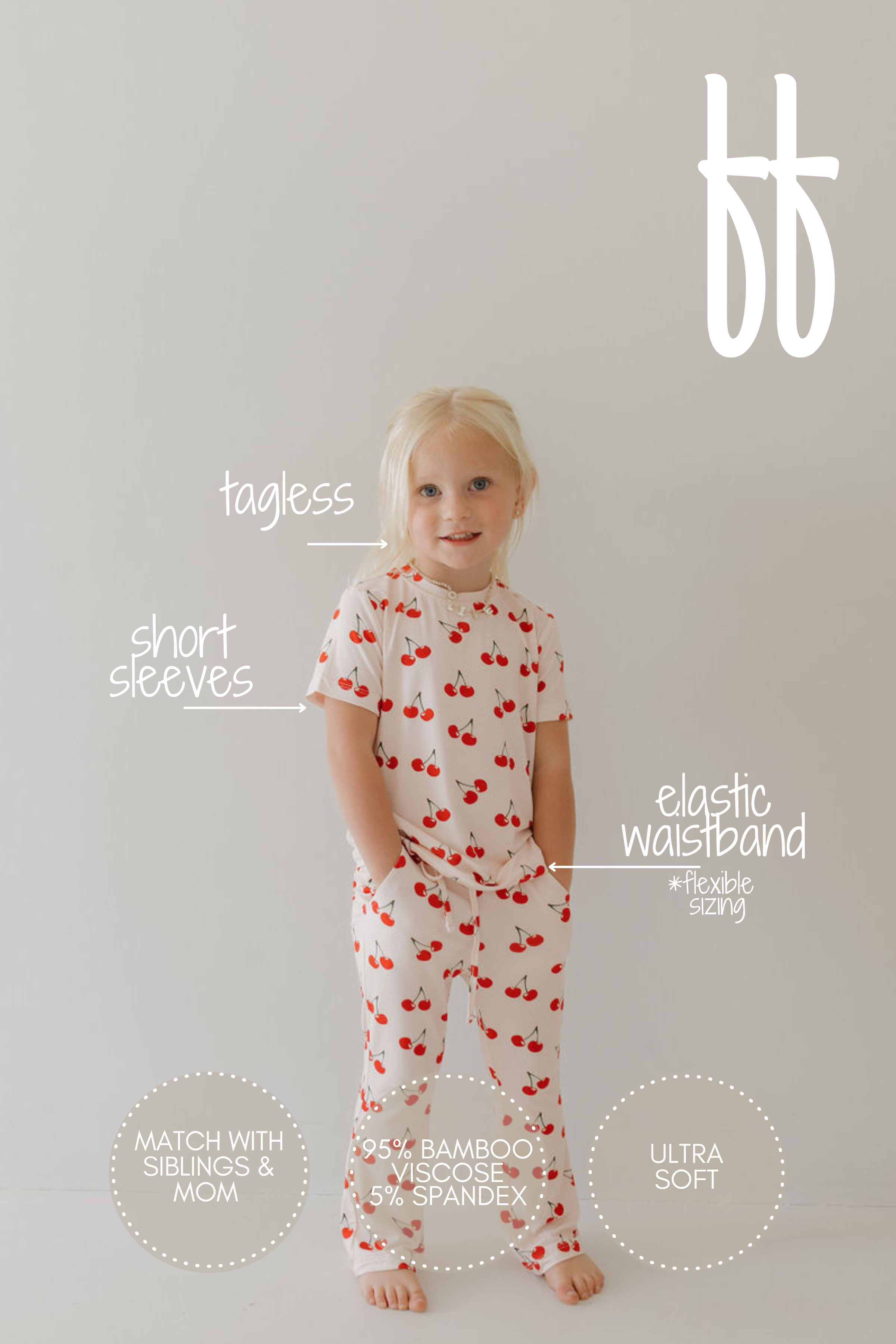 Toddler Short Sleeve Bamboo Lounge Set | Cherry Orchard