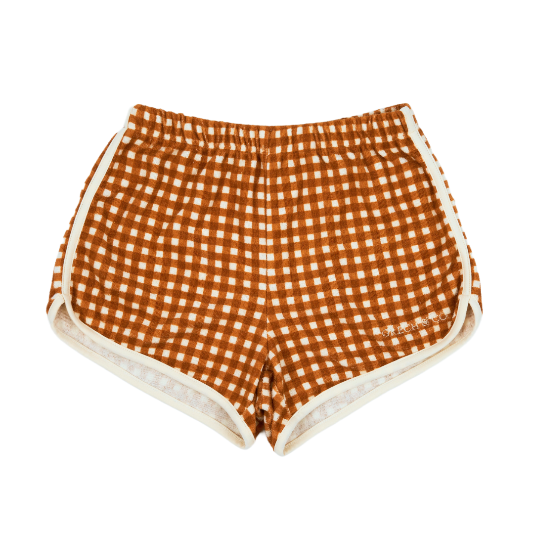 Retro Shorts | Organic Cotton Terry - Sienna Gingham |