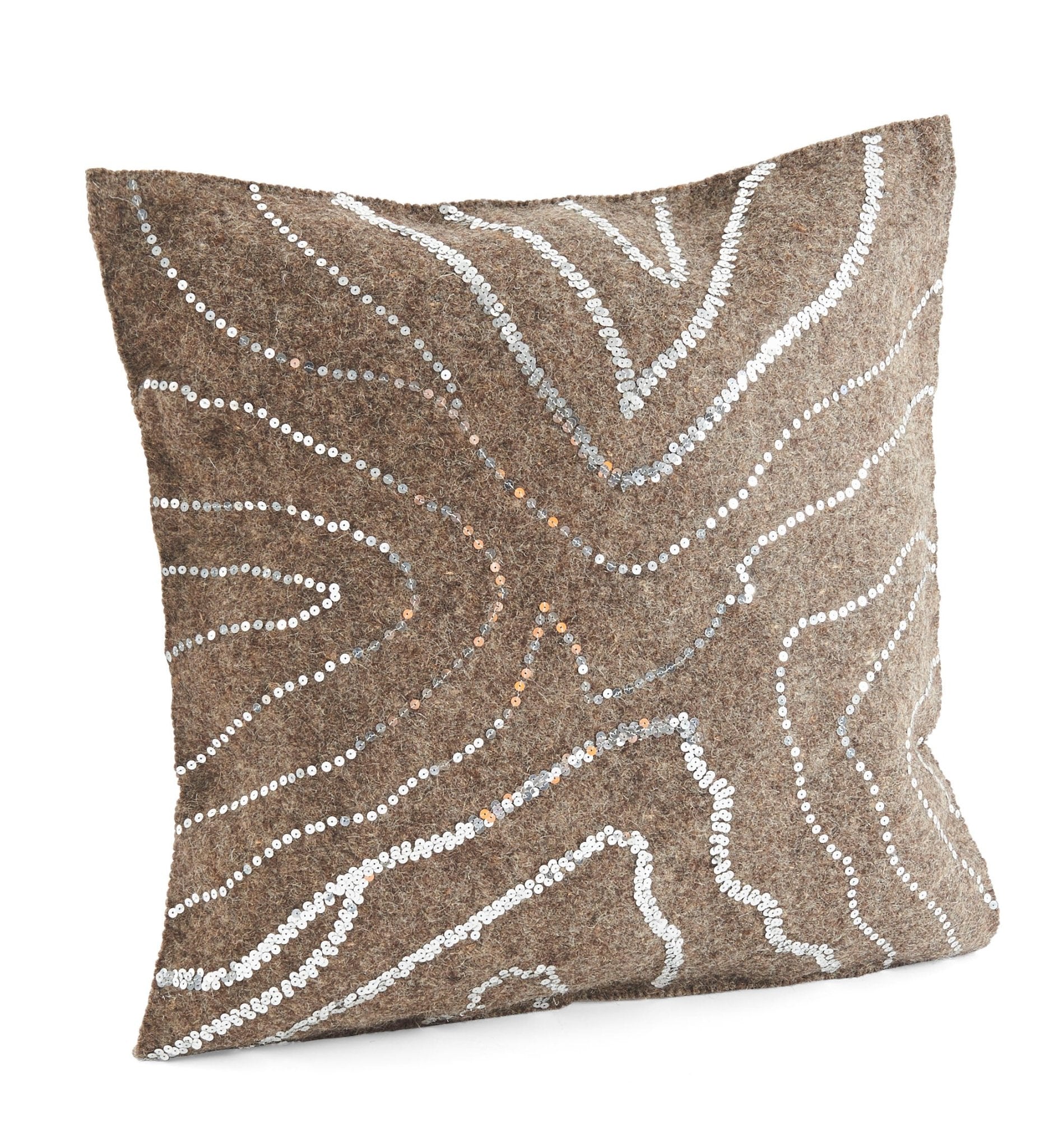Silver Sequins Gray - Hand Felted Wool Pillow Cover - 20"