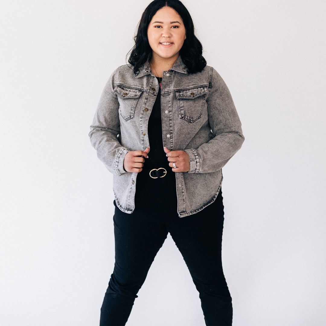 Silver Gray Denim Jacket - Women