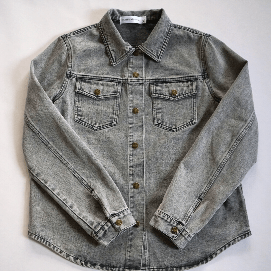Silver Gray Denim Jacket - Women