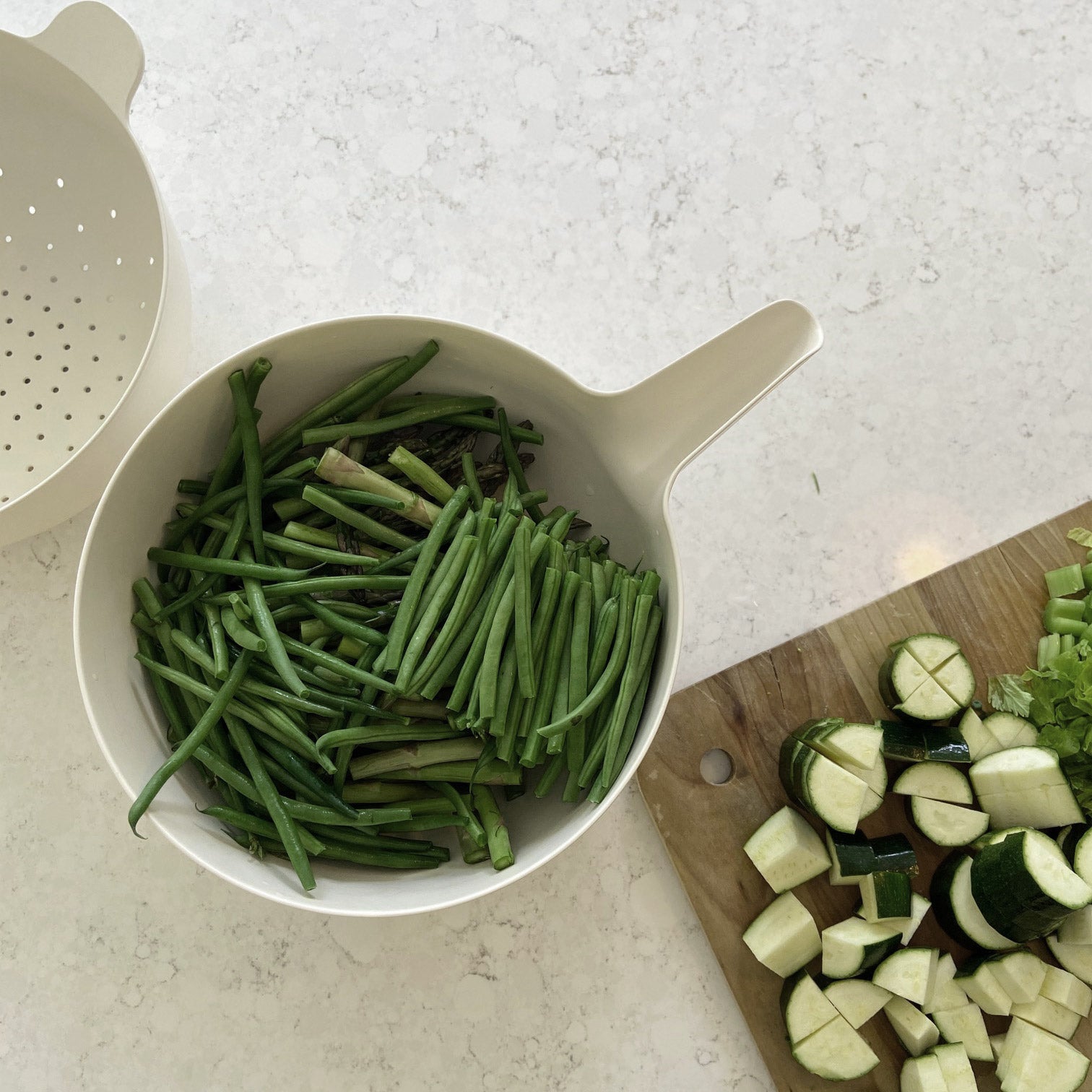 Small Mixing Bowl And Colander Set - Off White