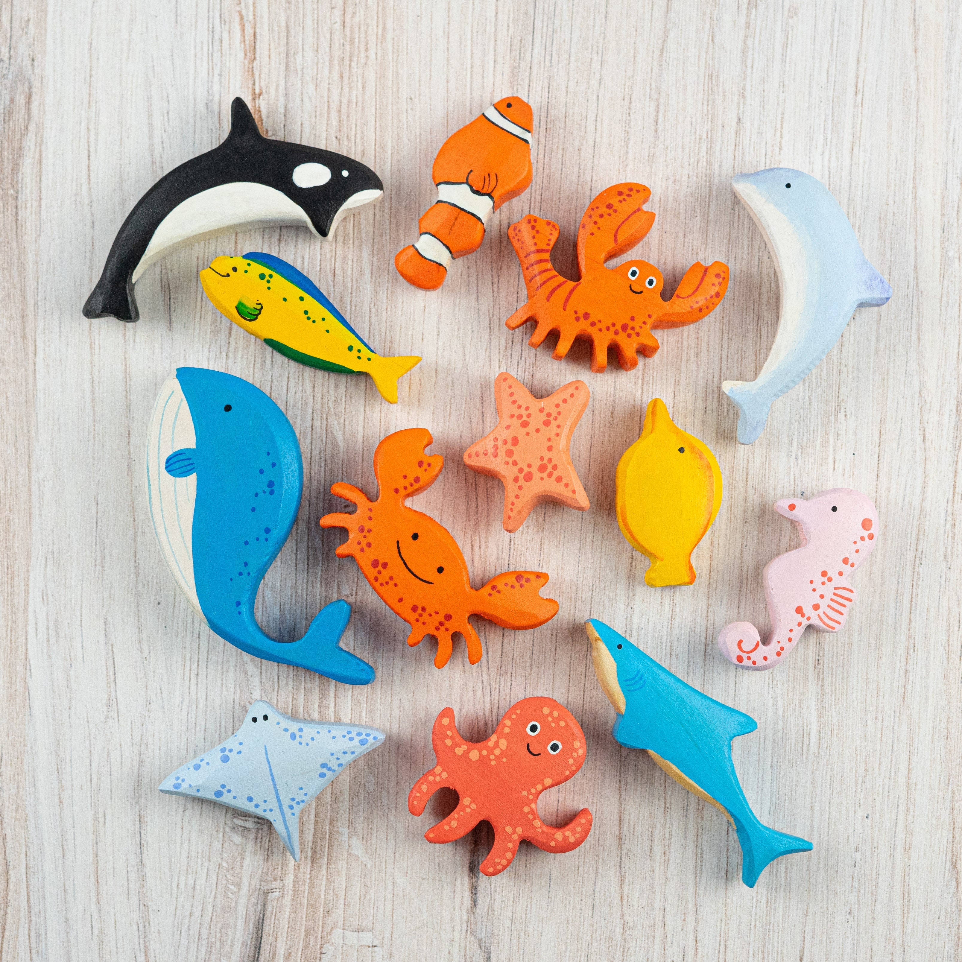 Wooden Sea Creatures Set Of 13