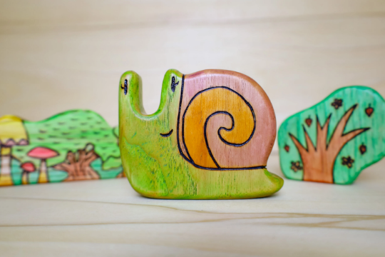 Wooden Garden Snail Toy