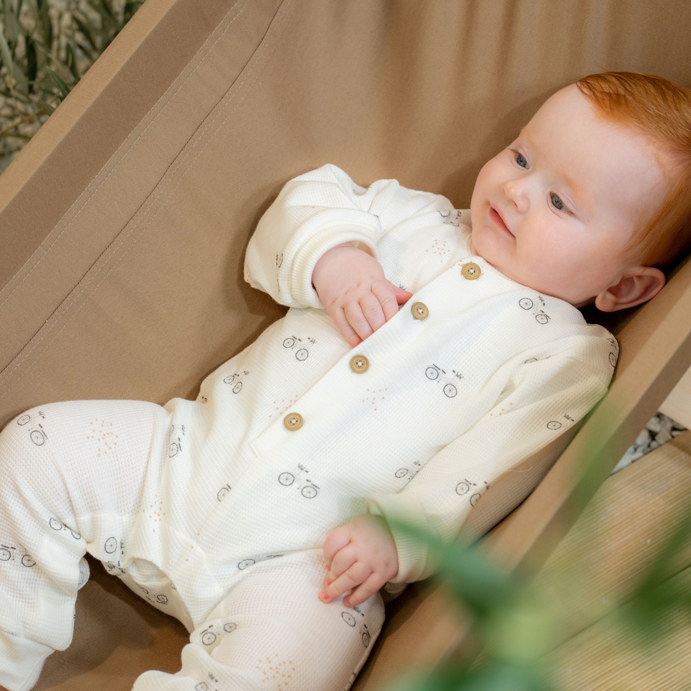 Sok | Baby Boys Ivory Cotton Vintage Bike Print Romper