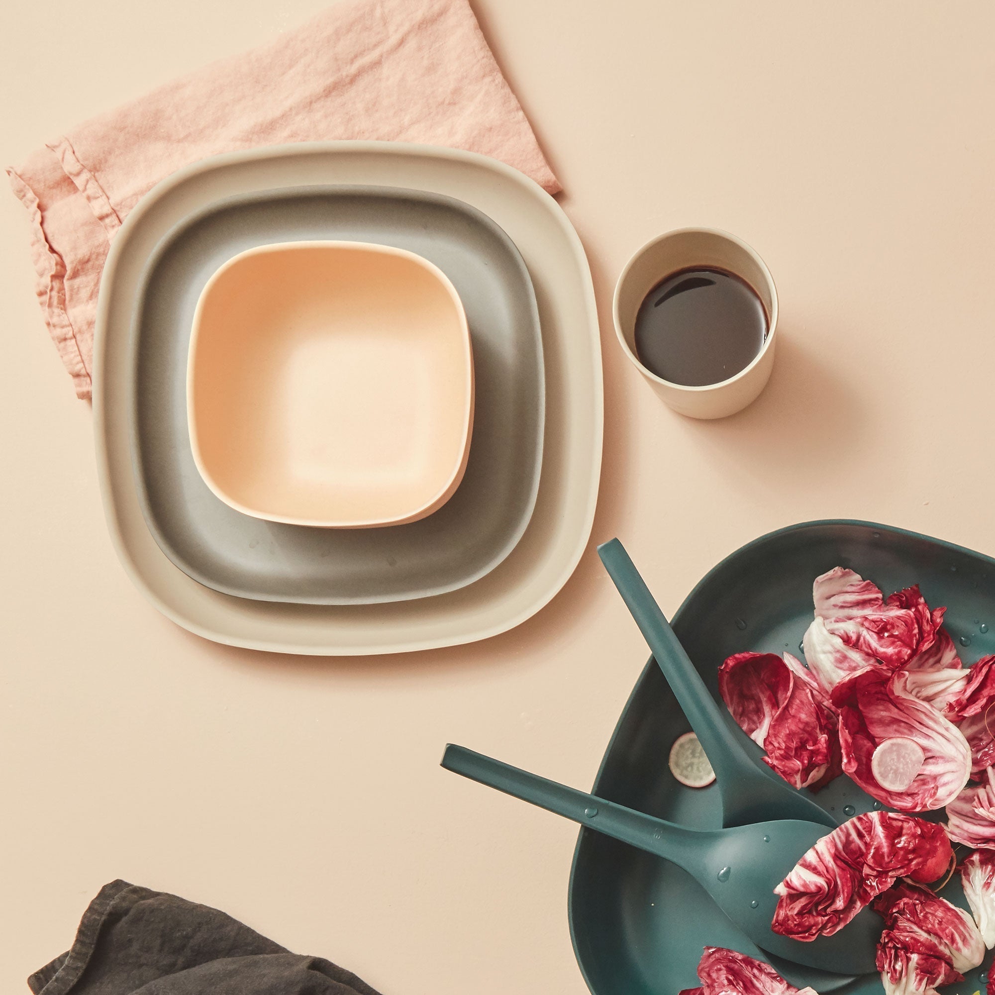 Bamboo Solo Salad Bowl - Set Of 4 - Blush