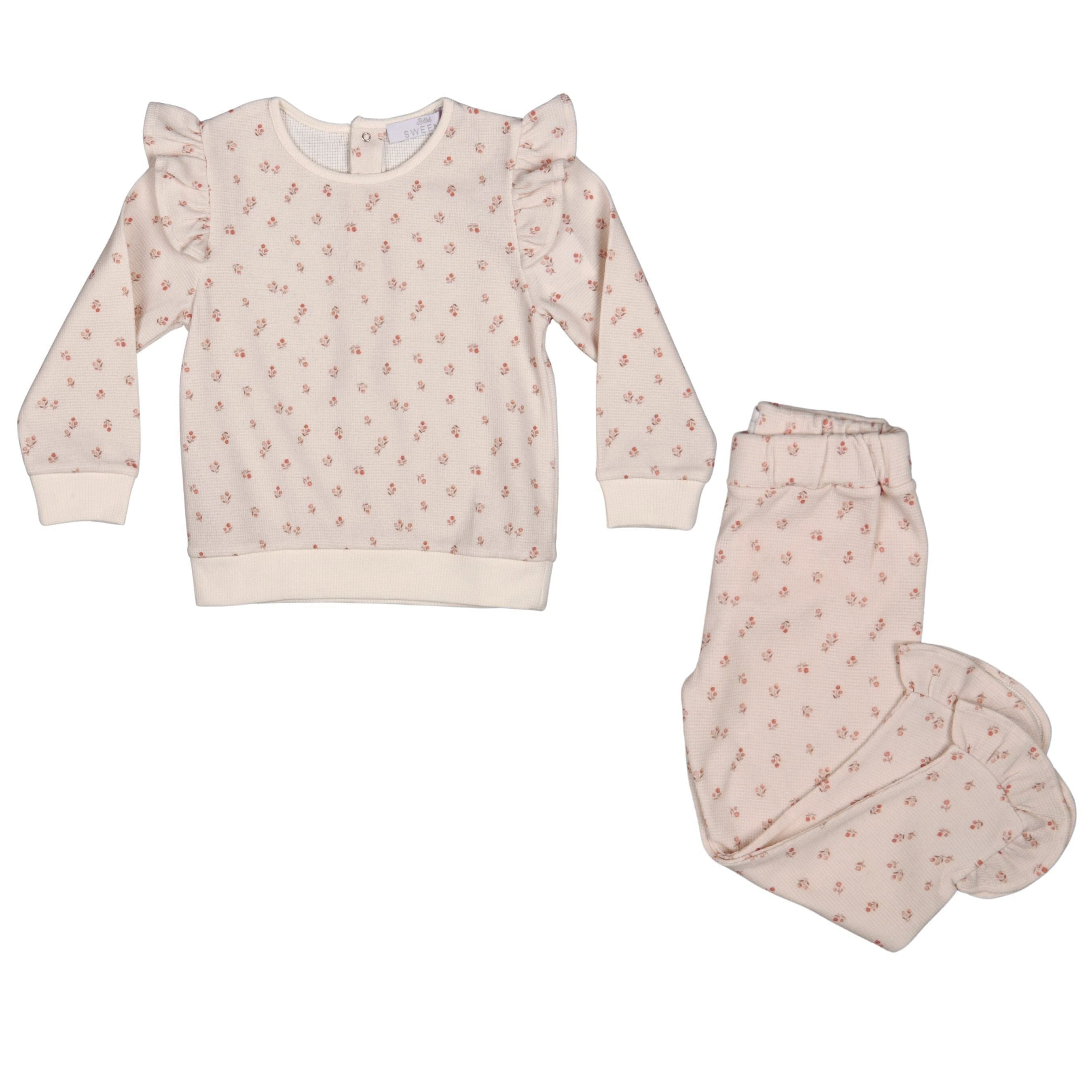 Sonia | Girls Belly Pink Waffle Cotton Leggings Set