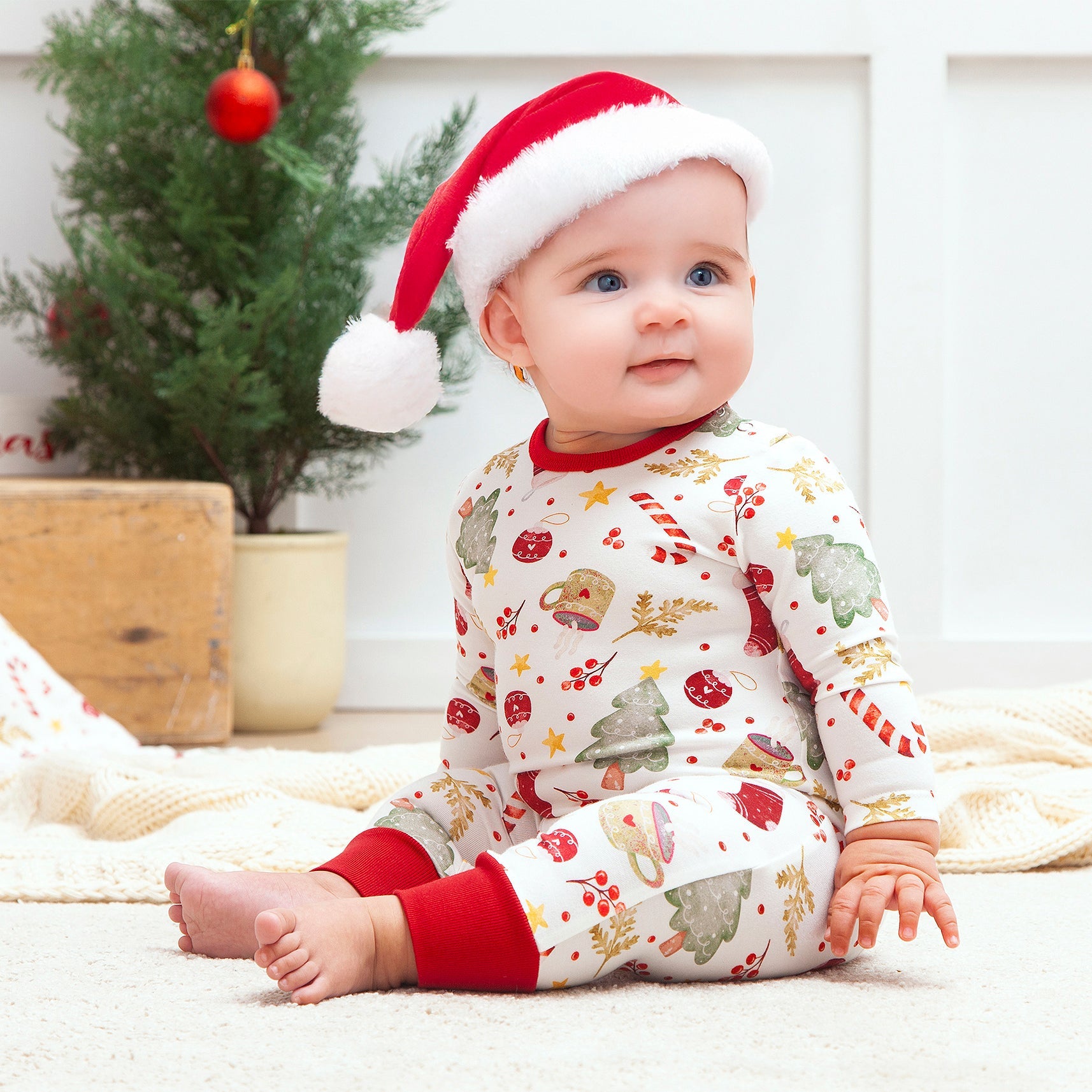 Baby Holiday Bamboo Romper – Christmas Print One-piece - Noel