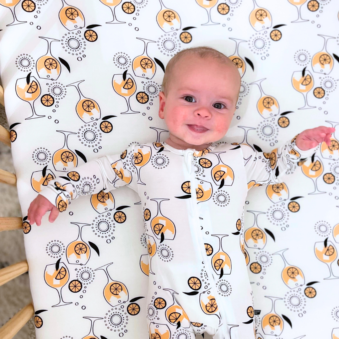 Amalfi Coast Aperol Spritz White Crib Sheet