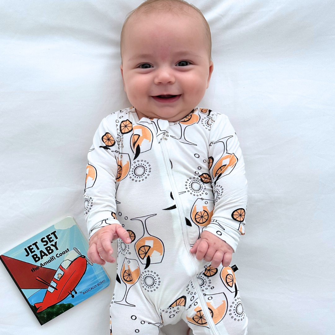 Amalfi Coast Aperol Spritz White Zippered Romper