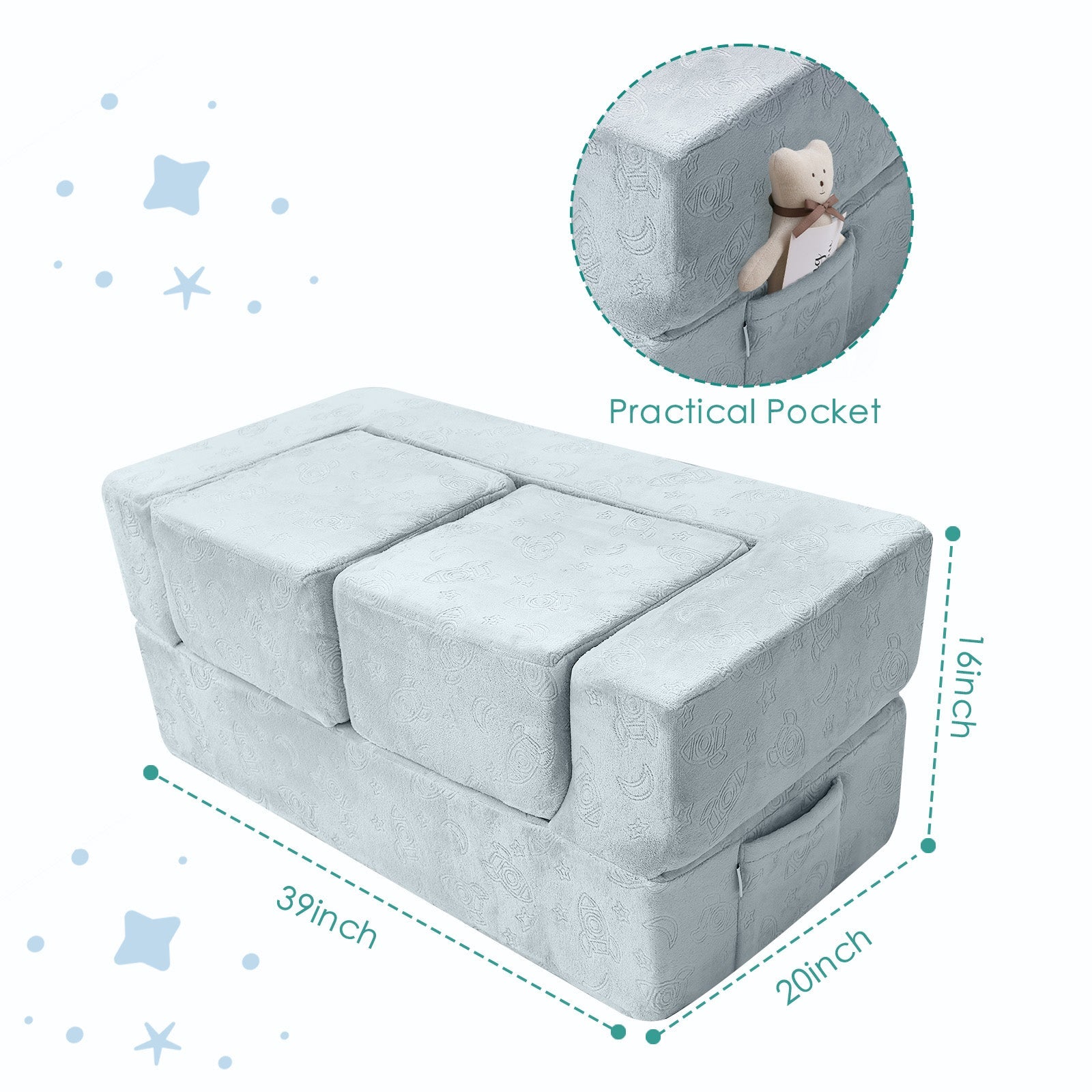 Convertible Kids Modular Couch-glow Pattern