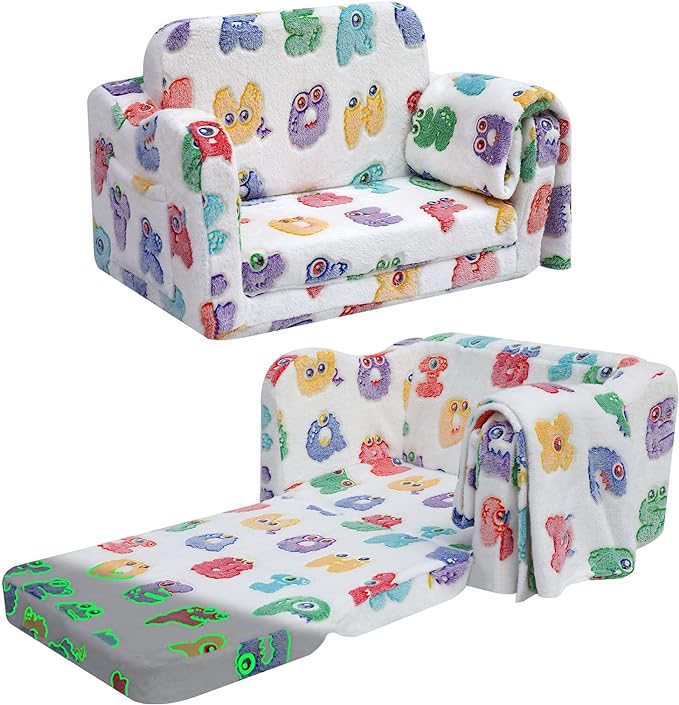 Children's Fold Out Sofa With Blanket -glowsofa
