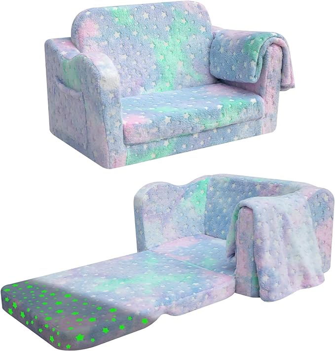 Children's Fold Out Sofa With Blanket -glowsofa