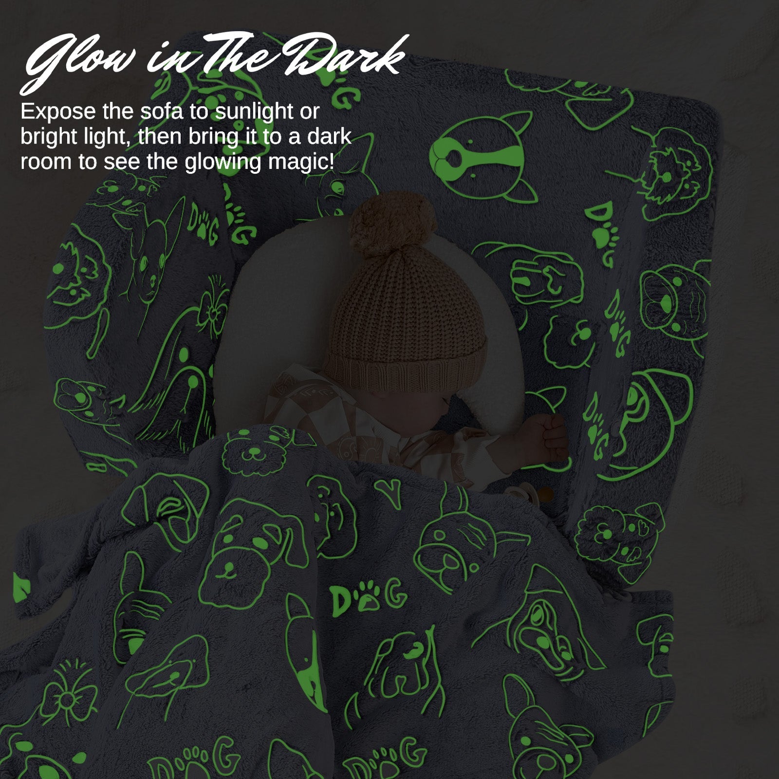 Children's Fold Out Sofa With Blanket -glowsofa