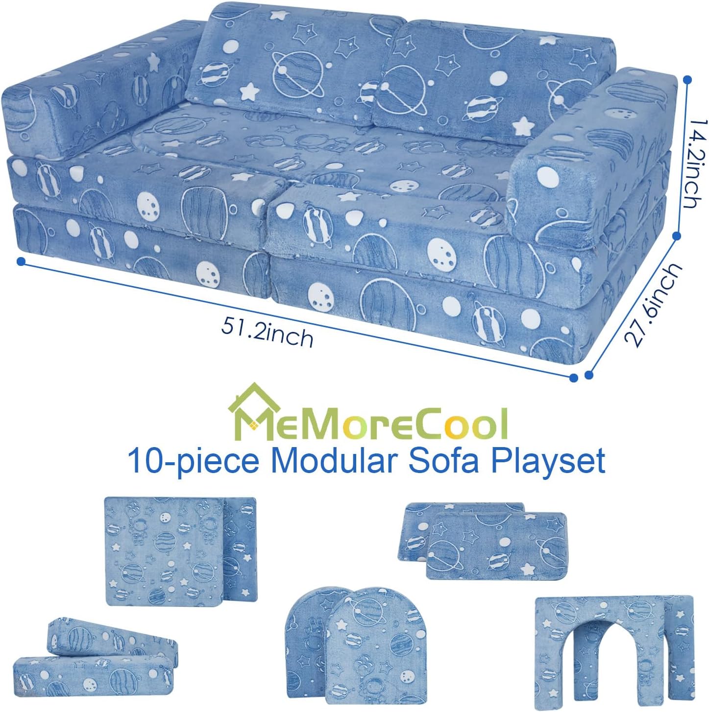 10-piece Kids Play Couch|glowsofa