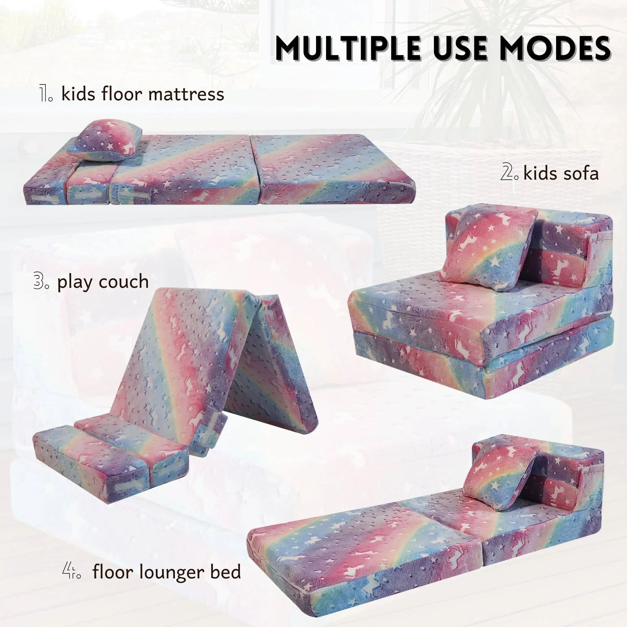 Convertible Kids Foldable Floor Mattress