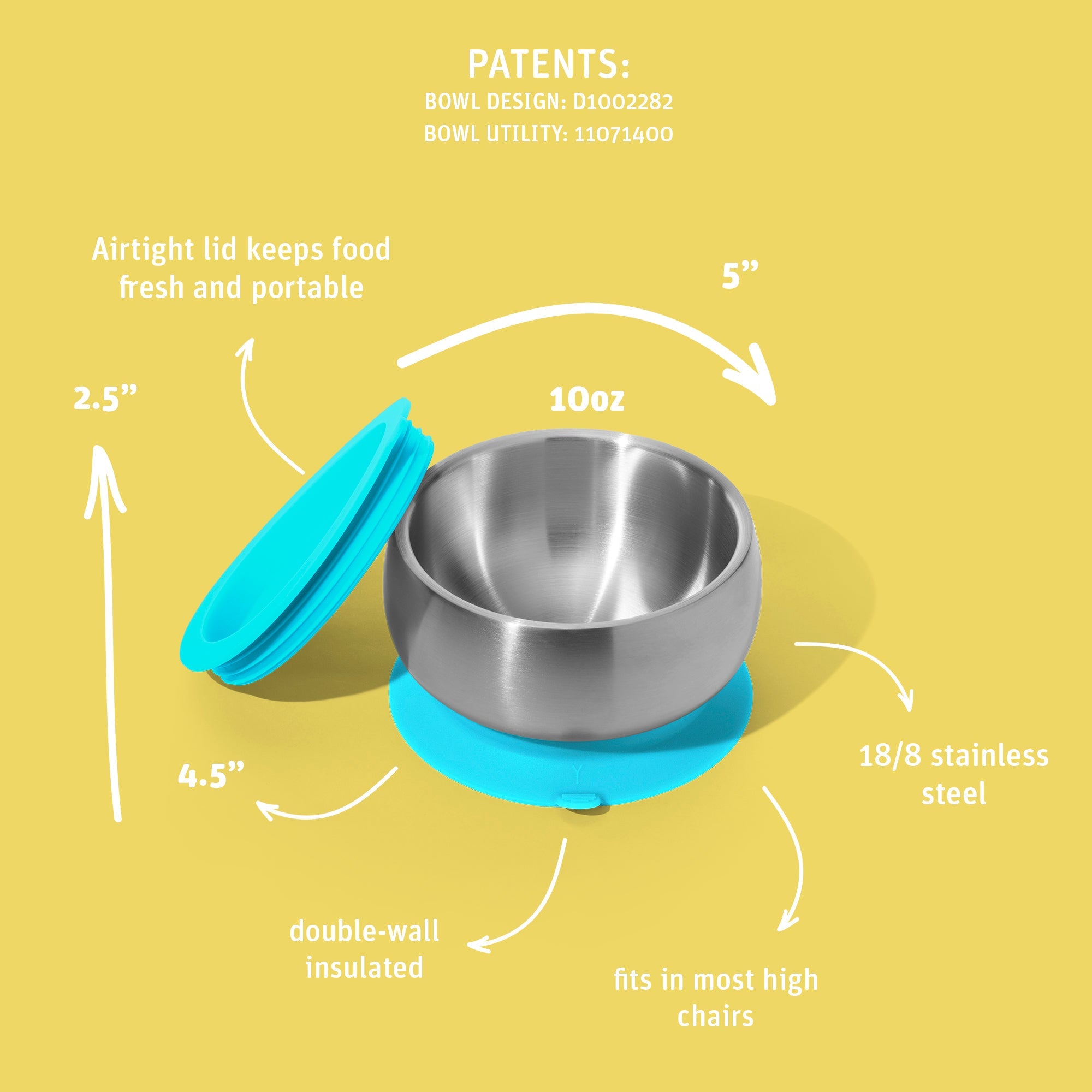 Avanchy Stainless Steel Baby Bowl With Spoon Combo + Air Tight Lid