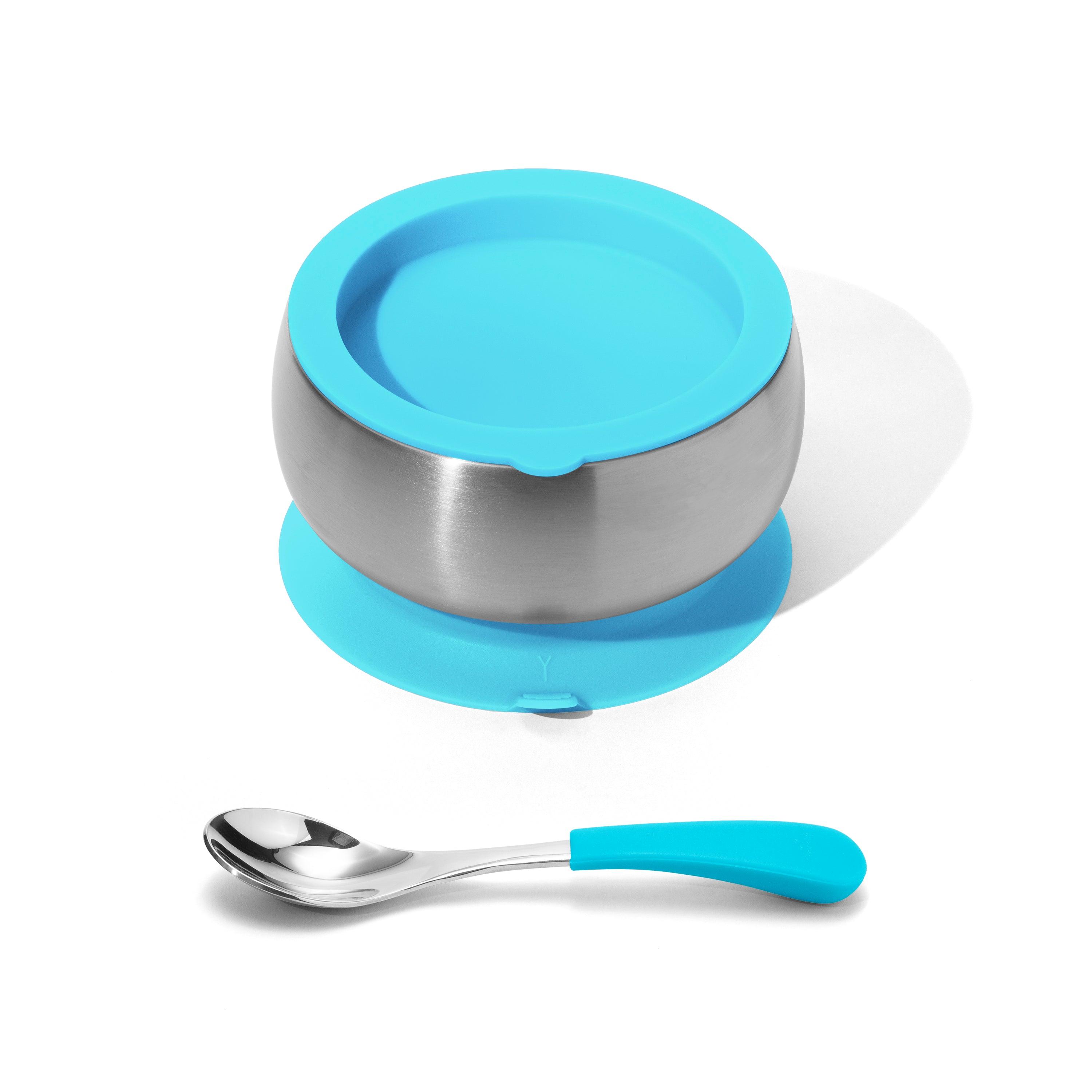 Avanchy Stainless Steel Baby Bowl With Spoon Combo + Air Tight Lid