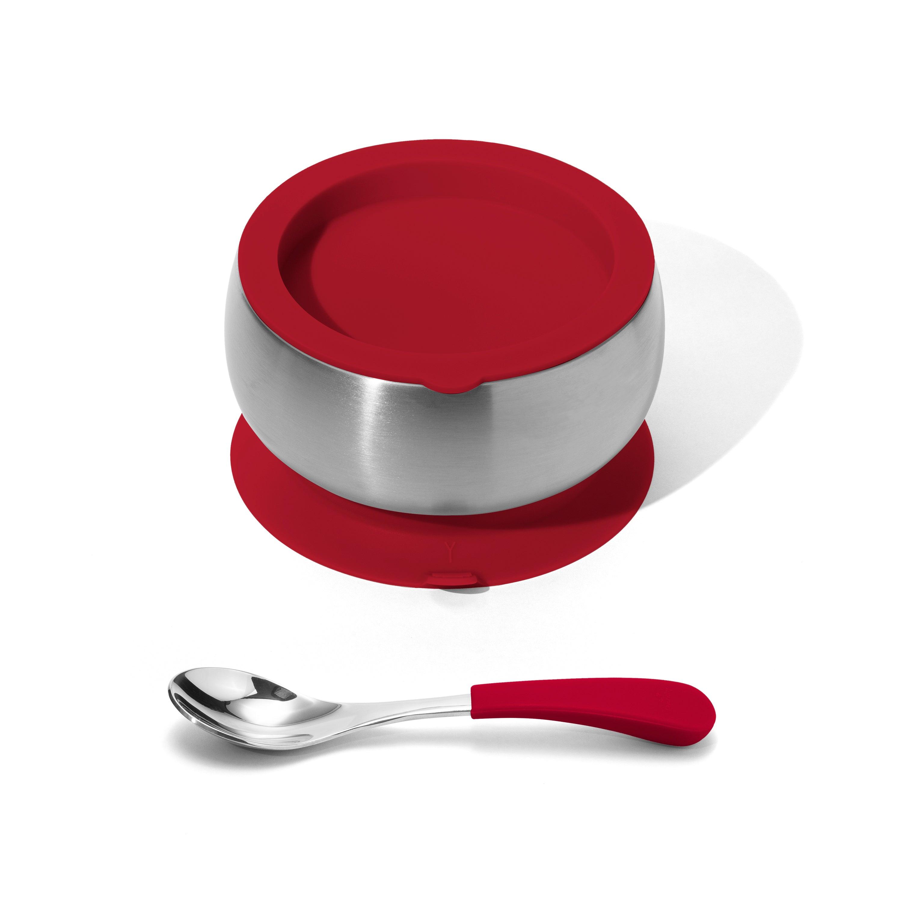 Avanchy Stainless Steel Baby Bowl With Spoon Combo + Air Tight Lid