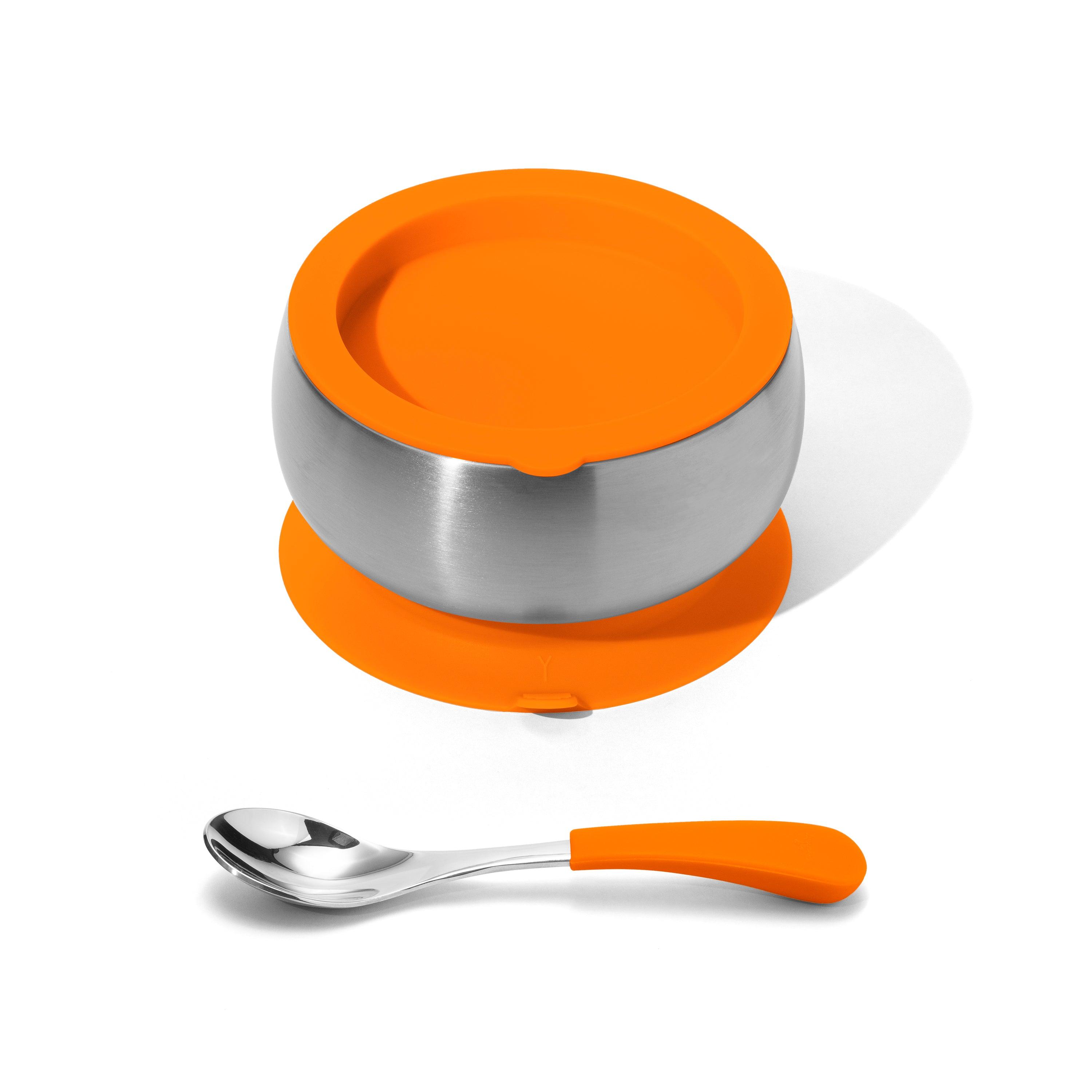 Avanchy Stainless Steel Baby Bowl With Spoon Combo + Air Tight Lid