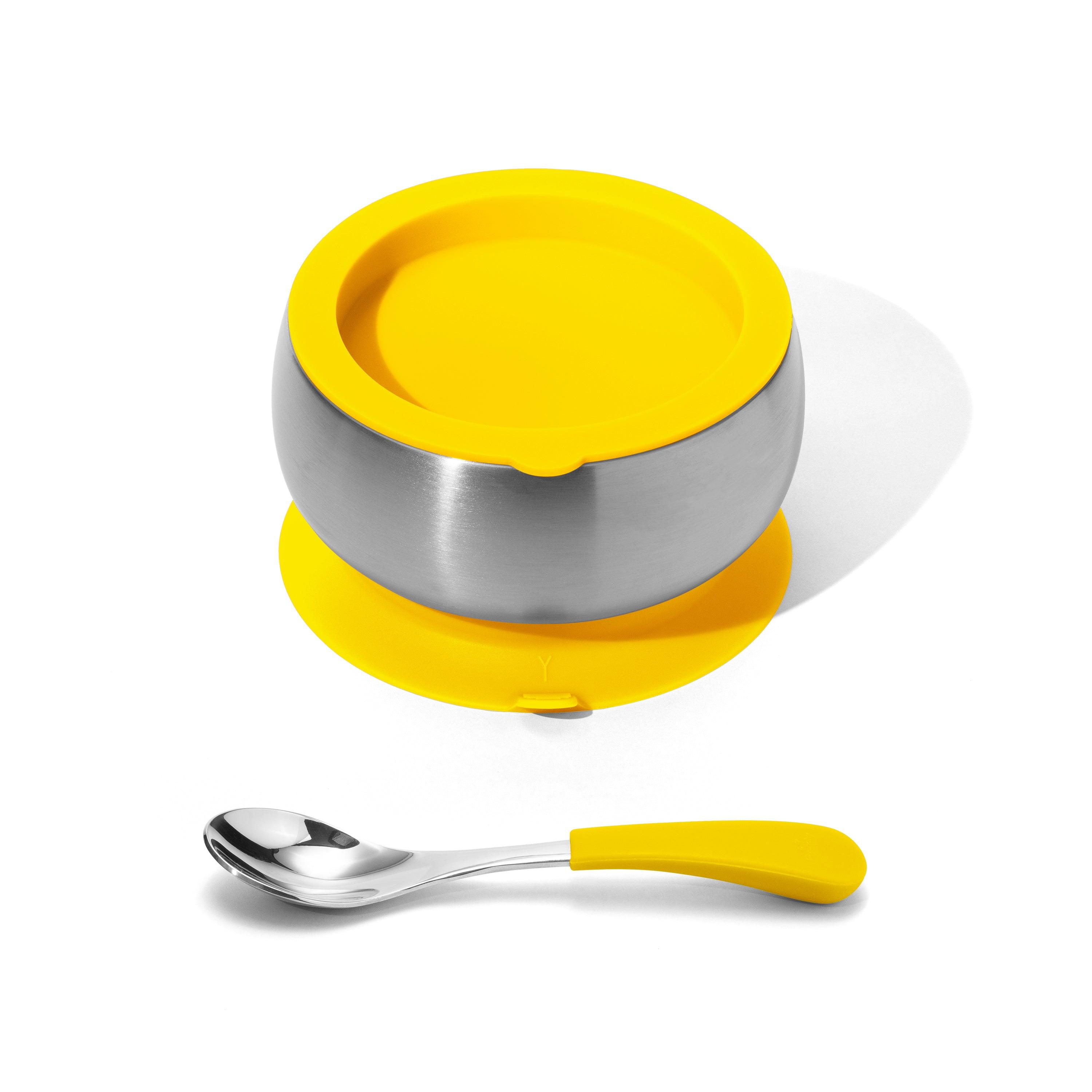 Avanchy Stainless Steel Baby Bowl With Spoon Combo + Air Tight Lid