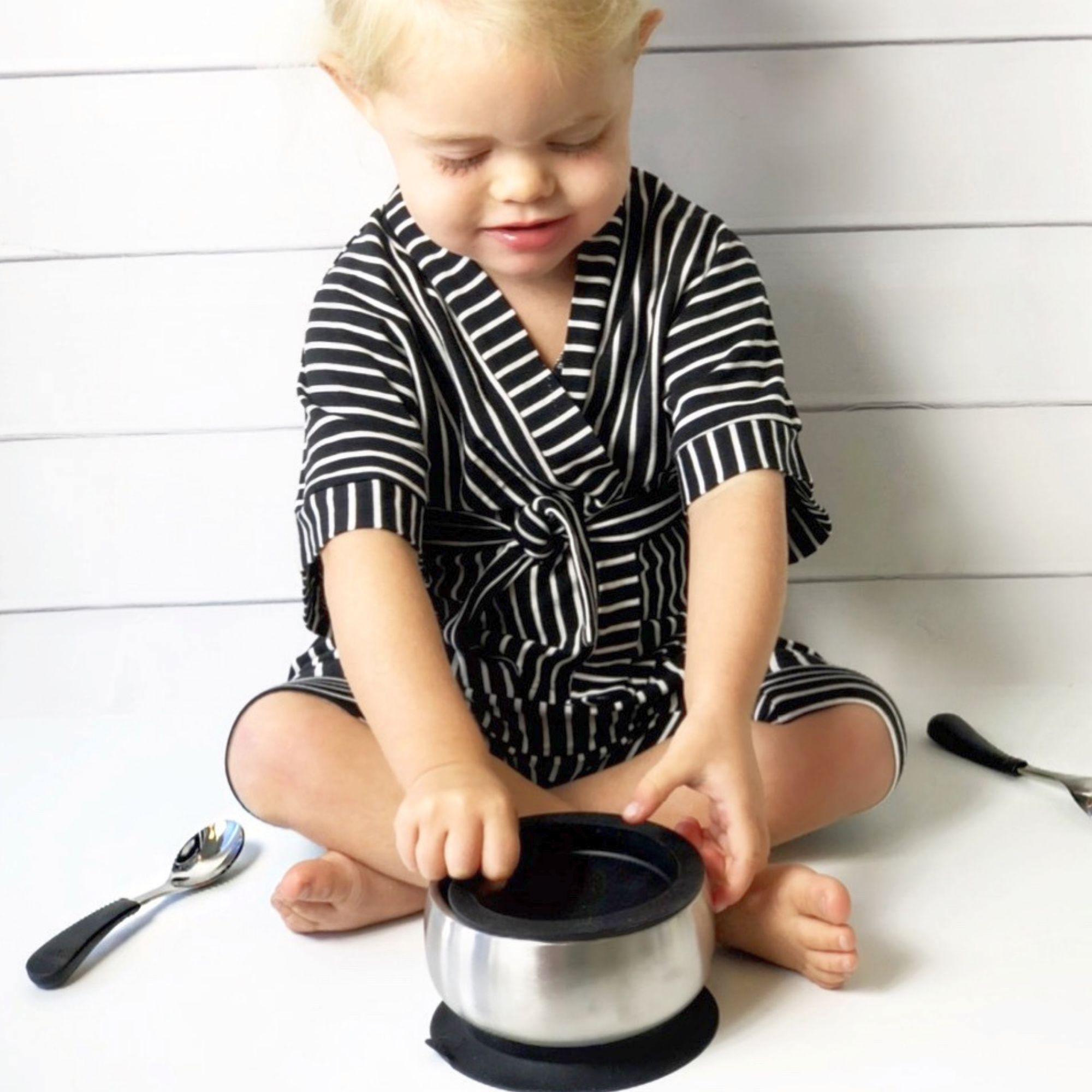 Avanchy Stainless Steel Baby Bowl With Spoon Combo + Air Tight Lid