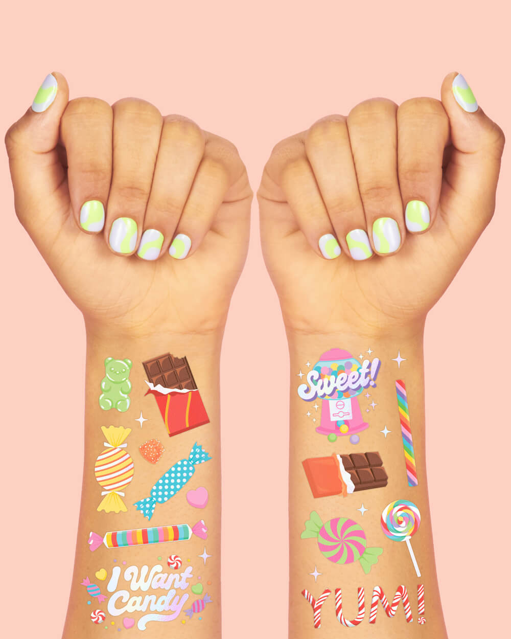 I Want Candy Tats - 72 Foil Temporary Tattoos