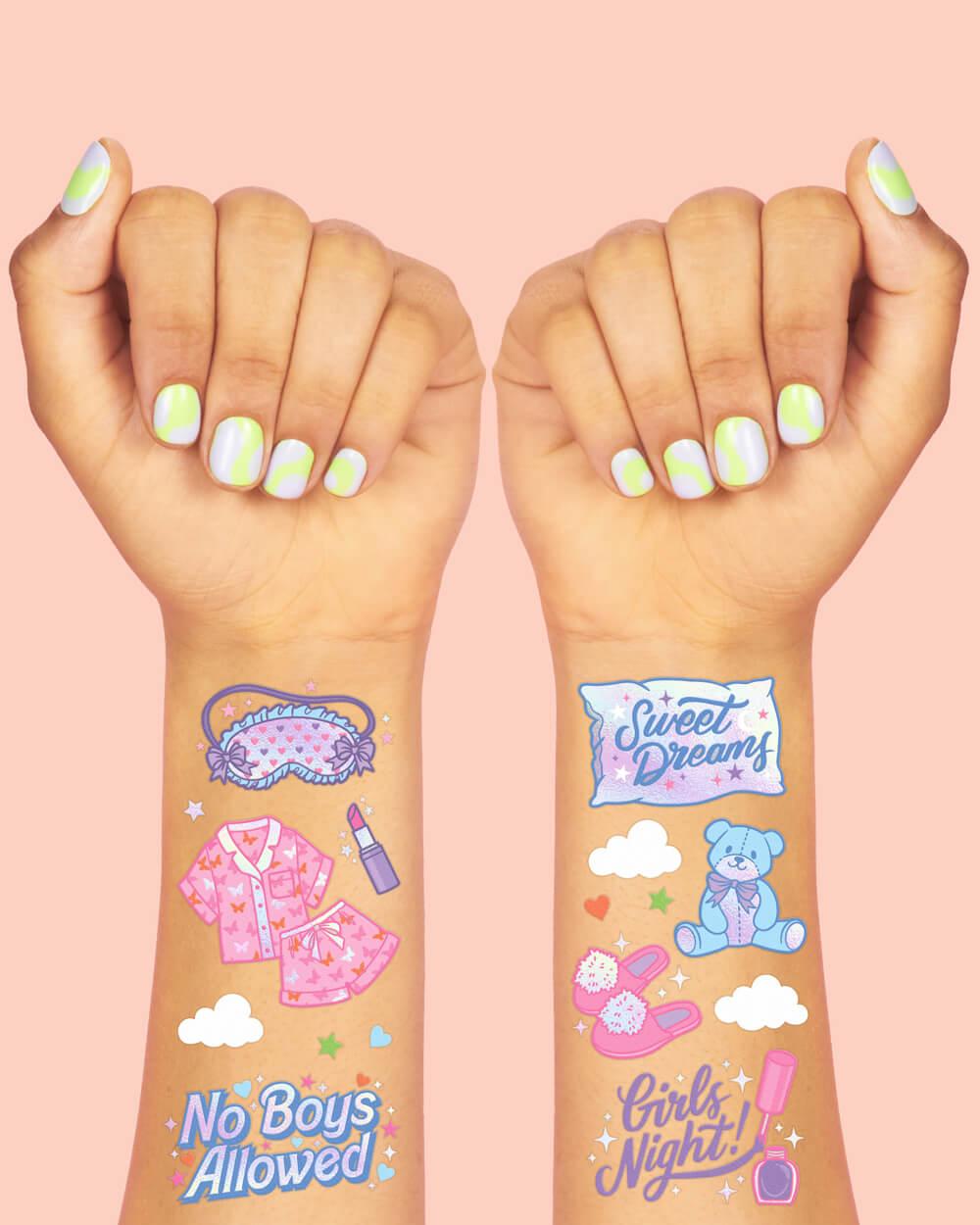 Sleepover Tats - 52 Foil Temporary Tattoos