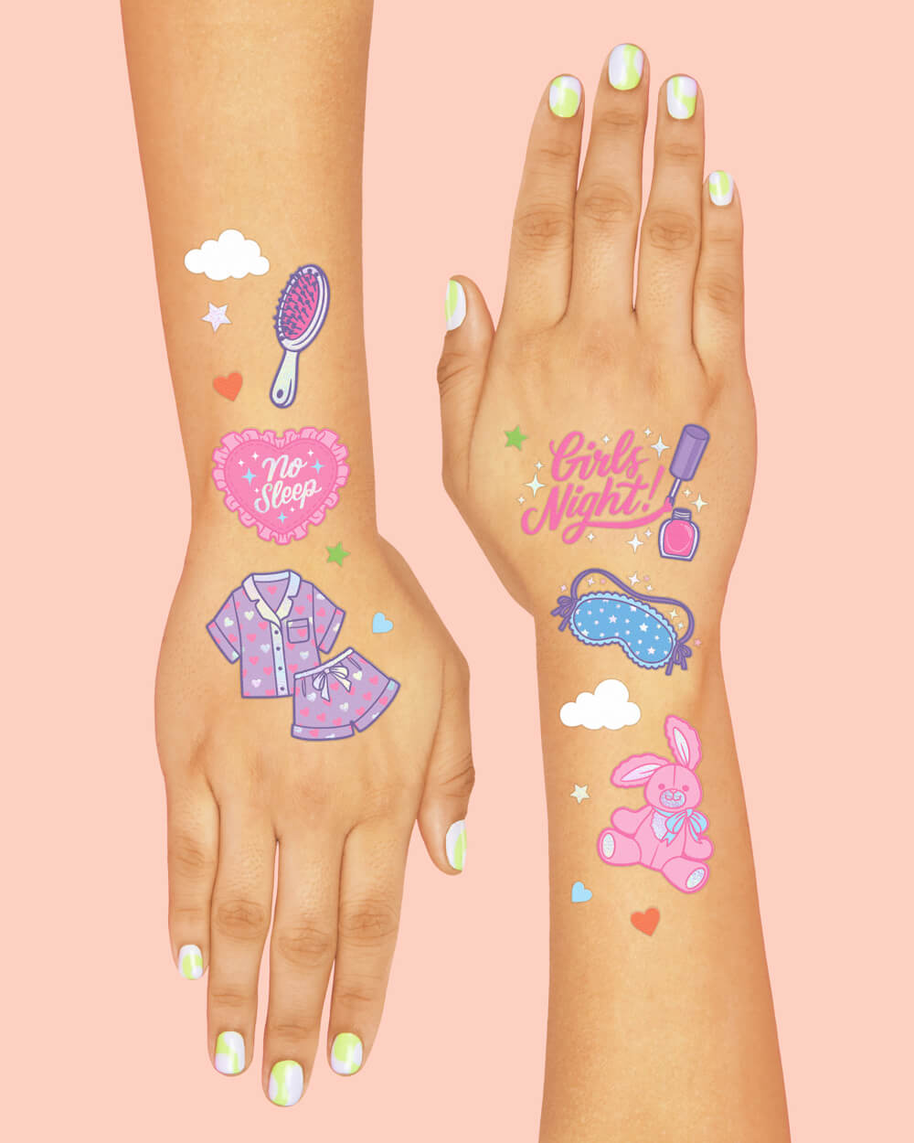 Sleepover Tats - 52 Foil Temporary Tattoos