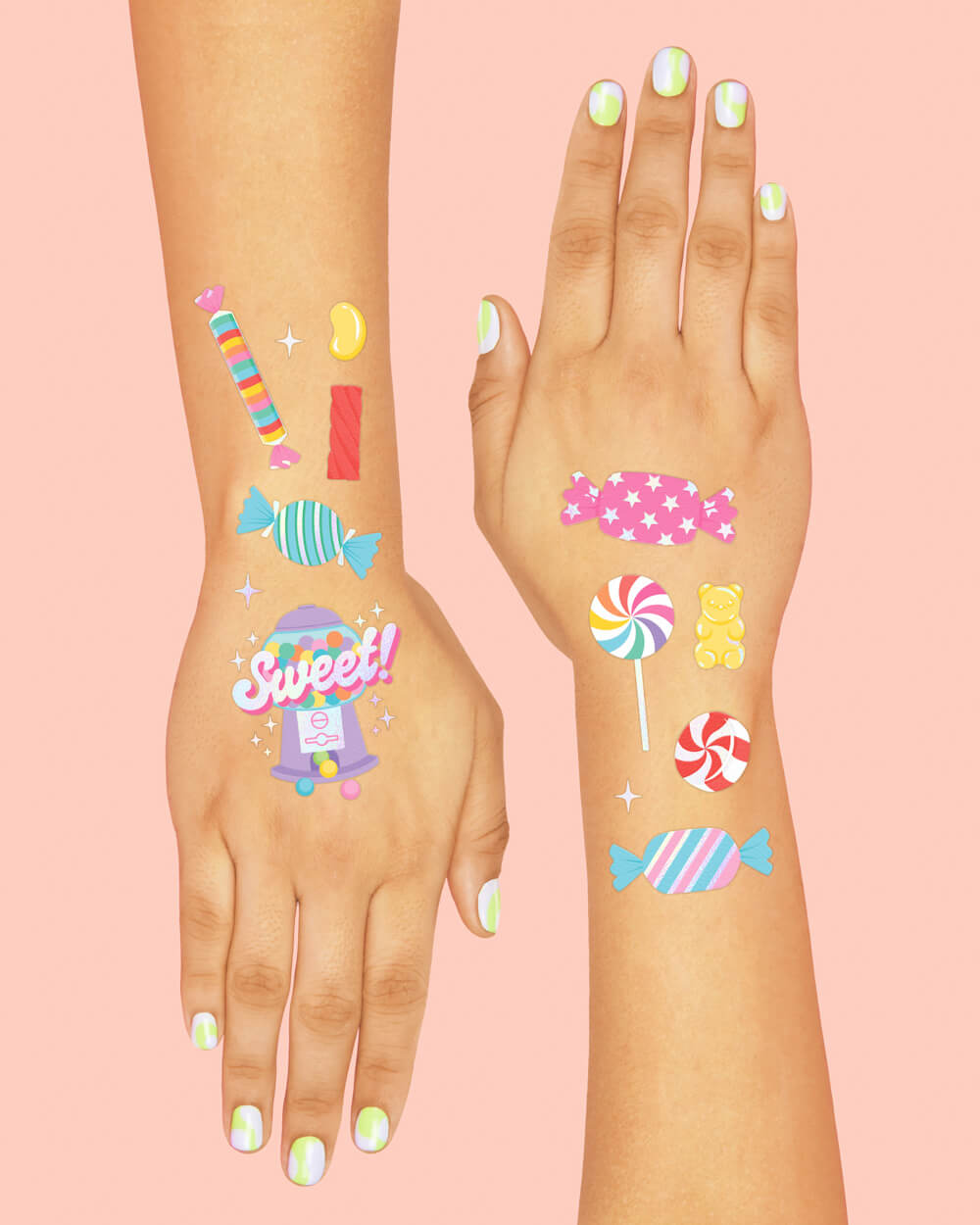 I Want Candy Tats - 72 Foil Temporary Tattoos
