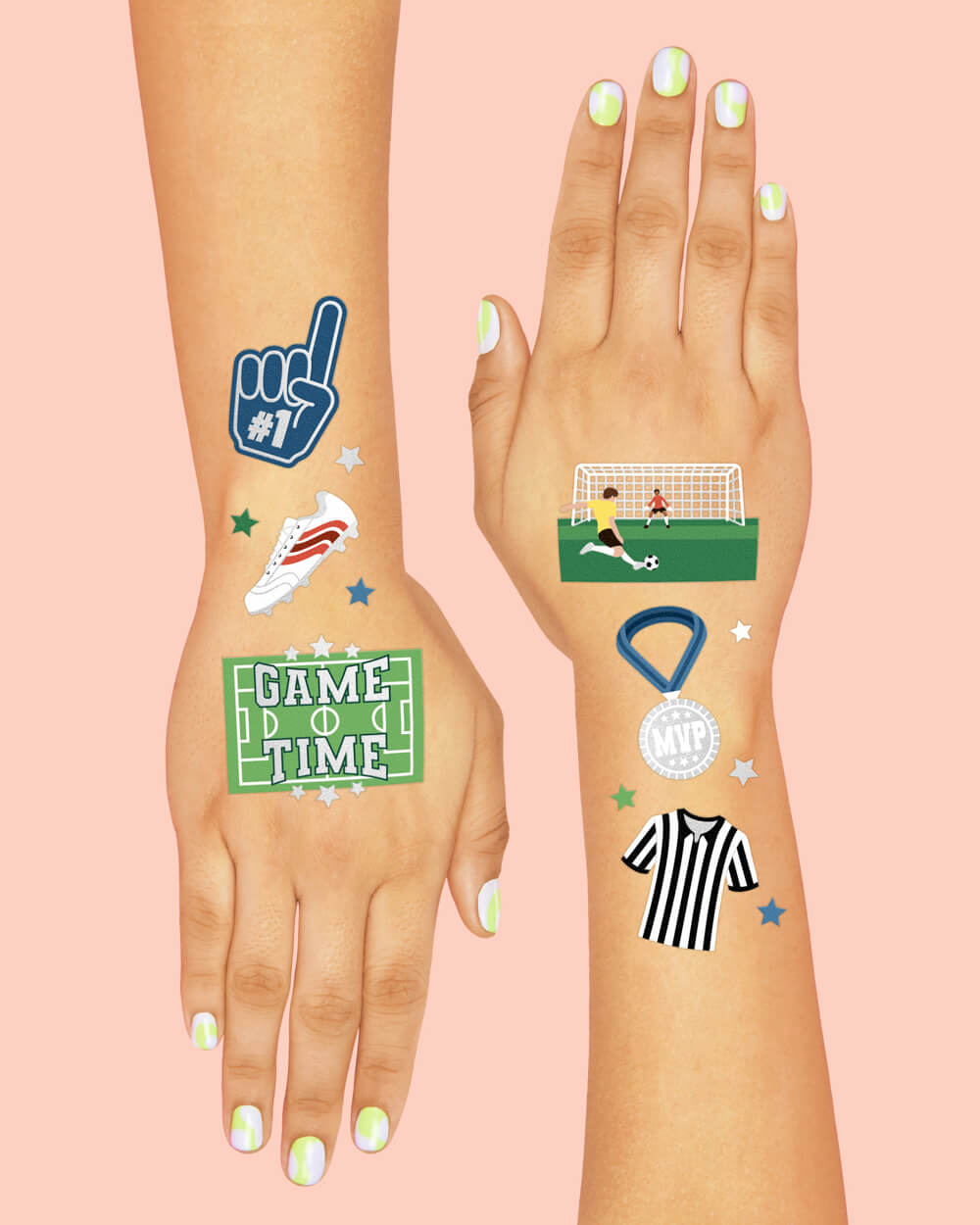 Soccer Tats - 54 Foil Temporary Tattoos