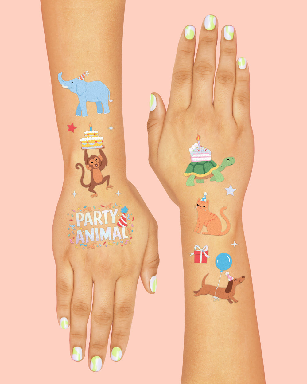 Pawty Animal Tats - 48 Foil Temporary Tattoos