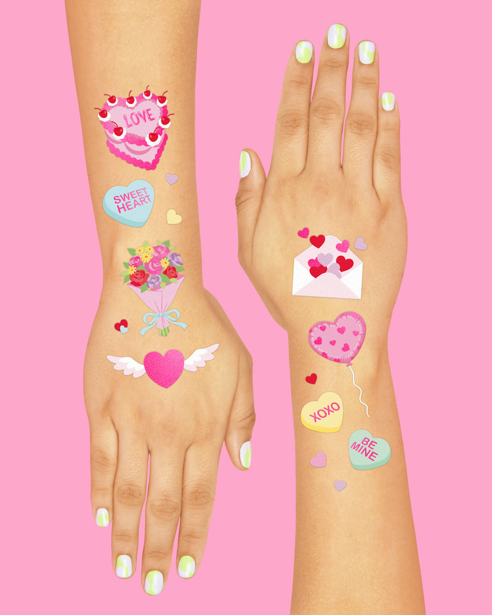 Be Mine Tats - 60 Foil Temporary Tattoos