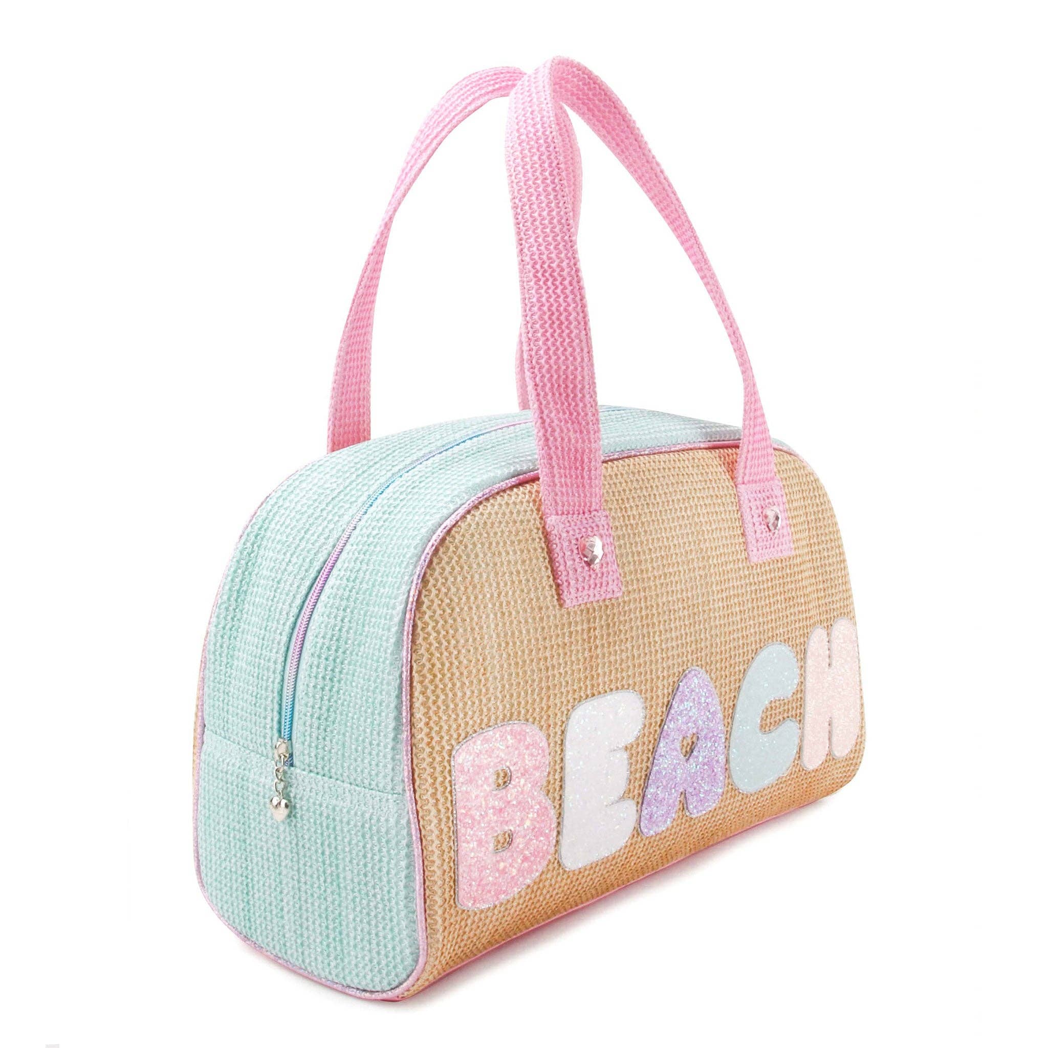 Beach Straw Color Block Medium Duffle Bag