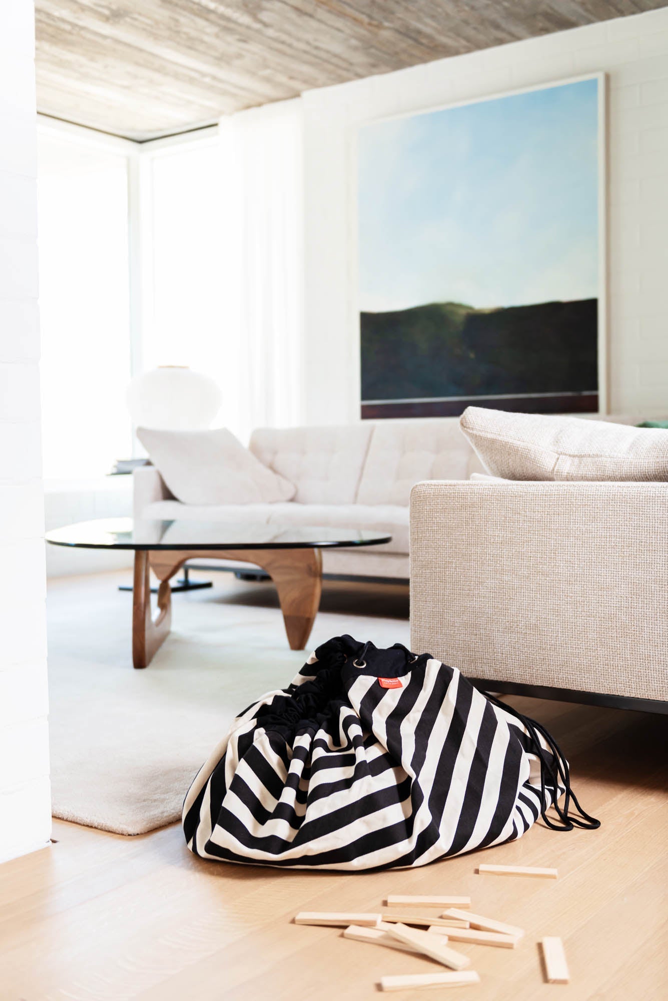 Stripes Black Toy Storage Bag