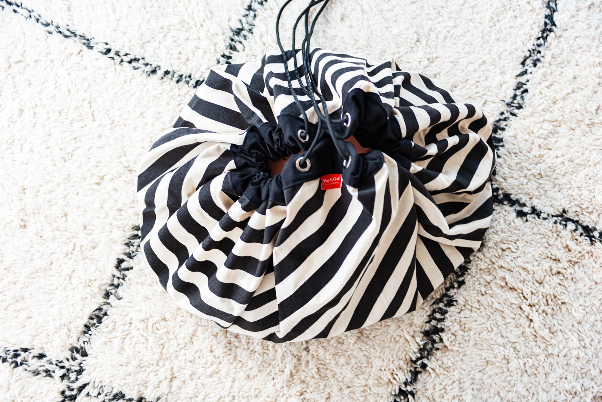 Stripes Black Toy Storage Bag