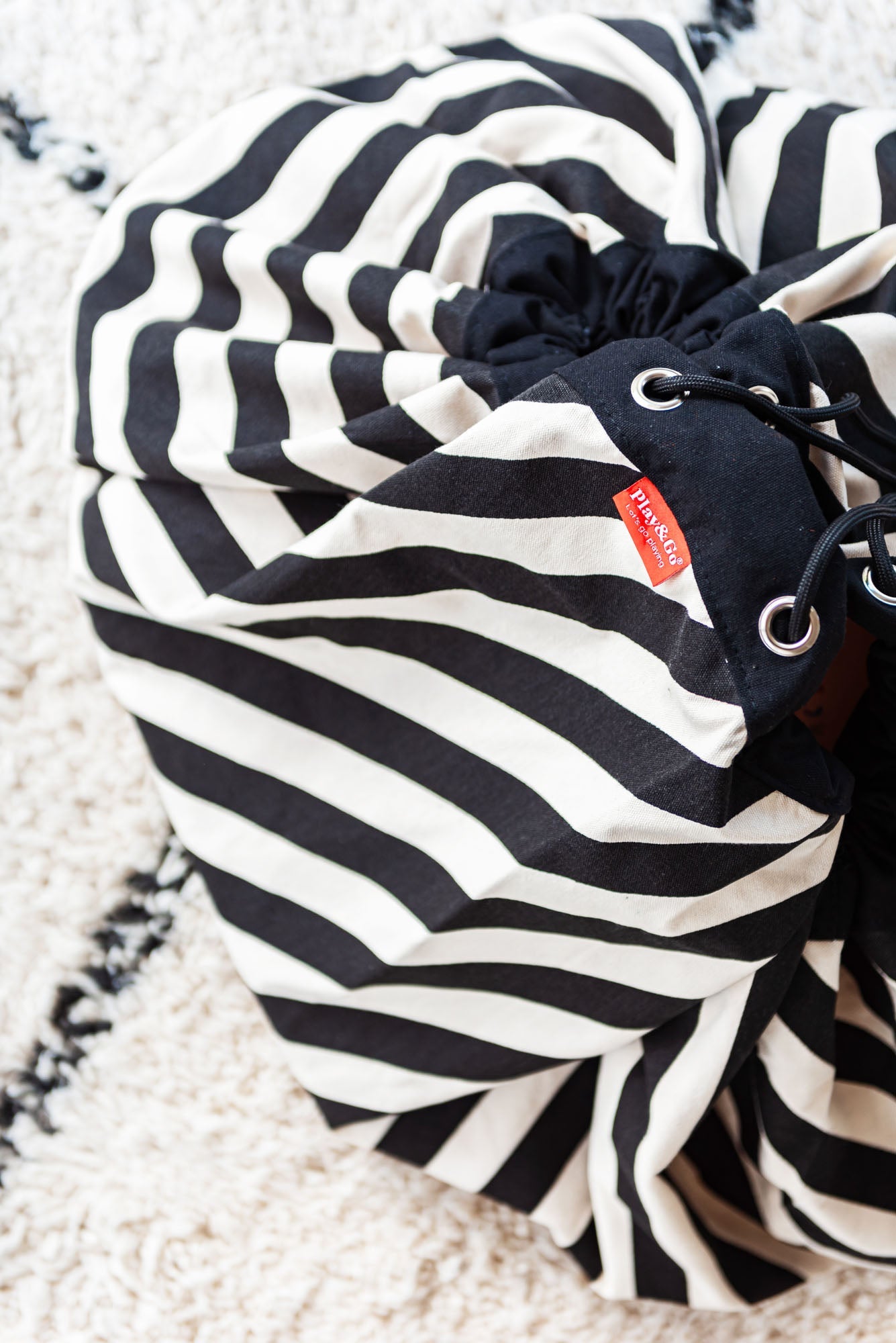 Stripes Black Toy Storage Bag