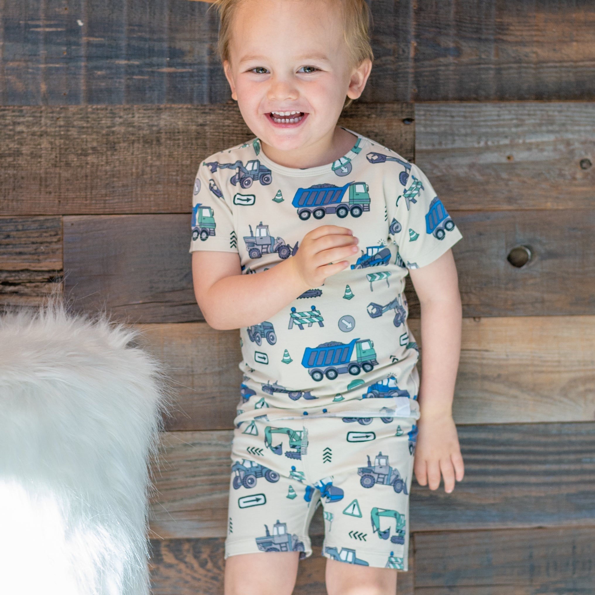 Trucks Diggers Construction Summer Pajama Set