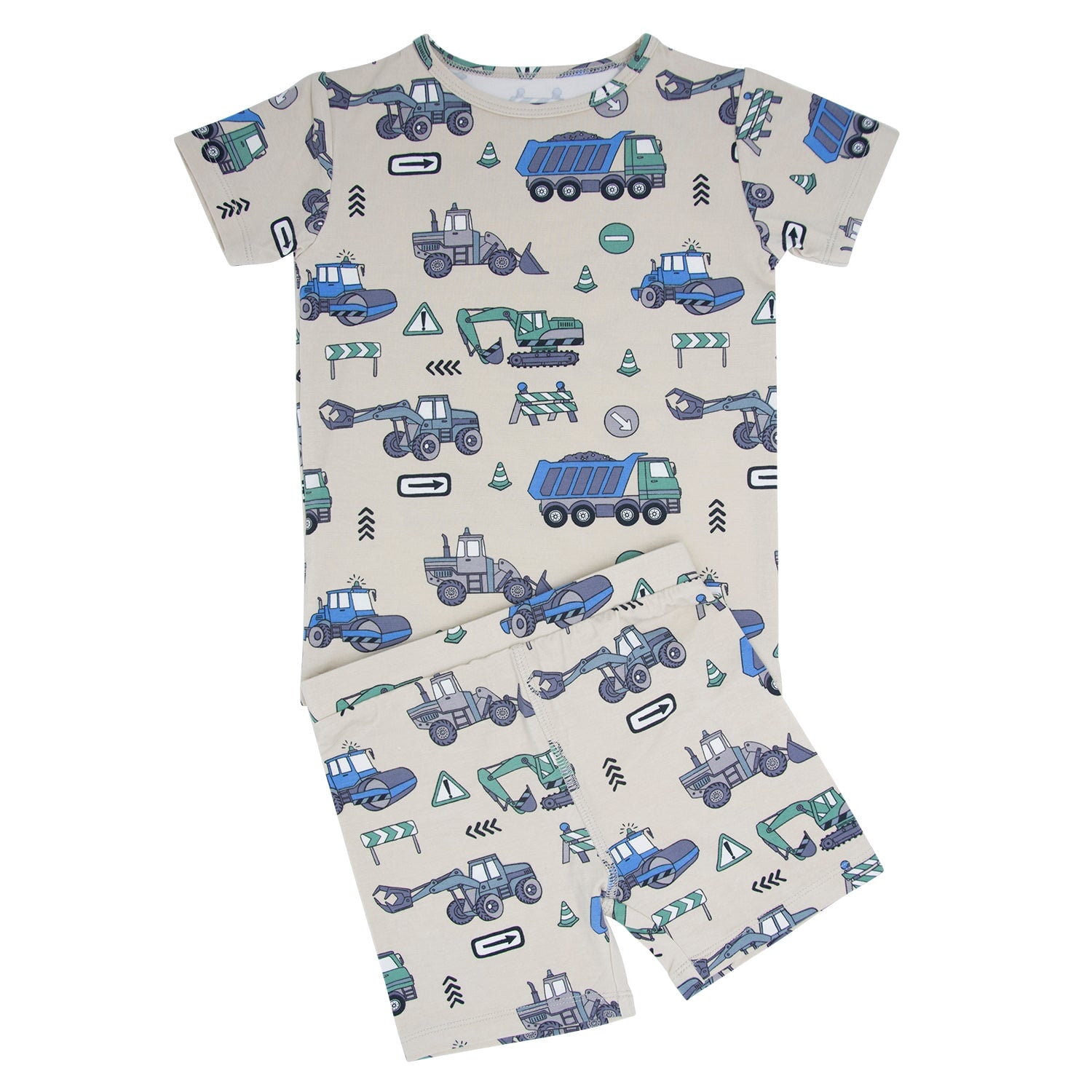 Trucks Diggers Construction Summer Pajama Set