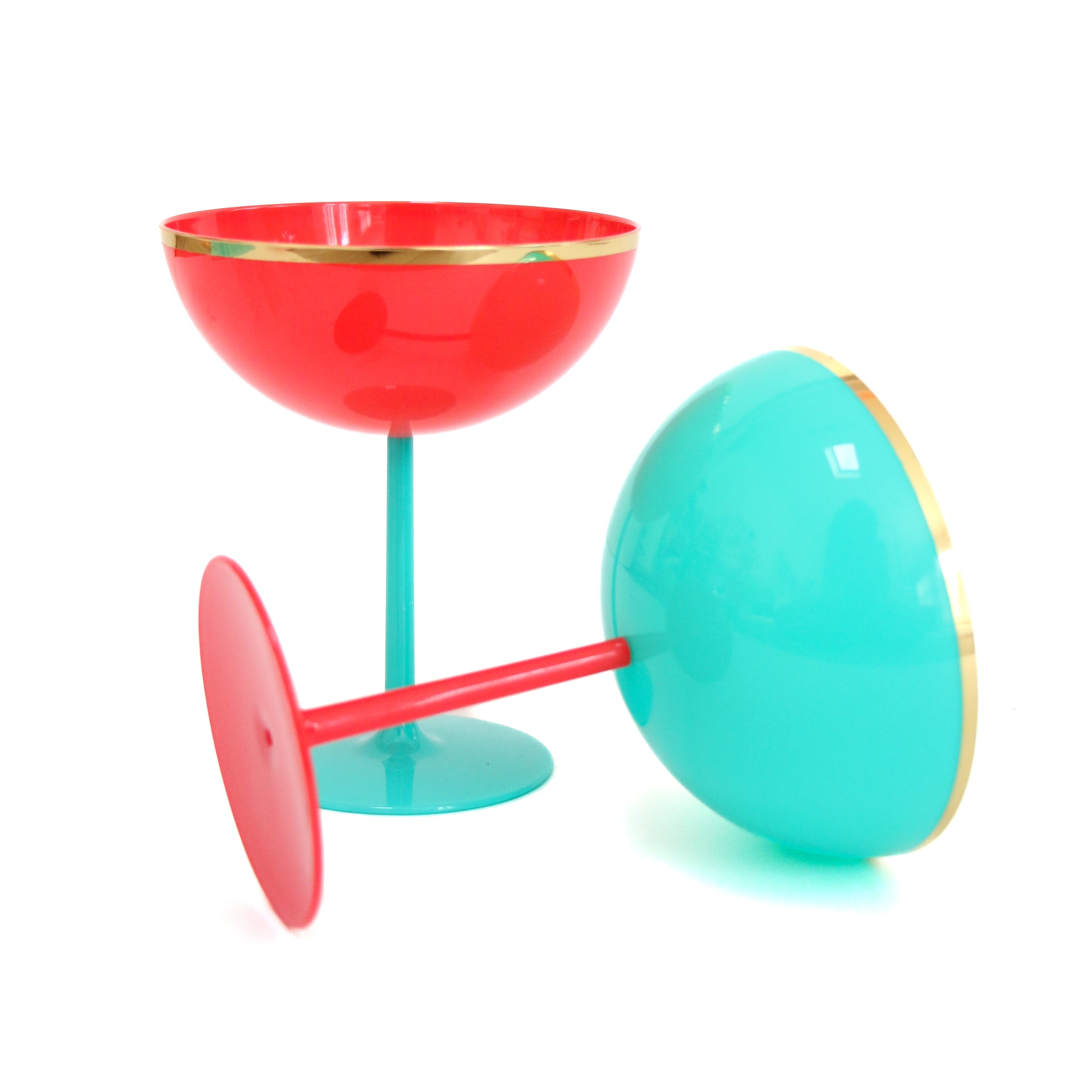 Red And Turquoise Coupe Glasses