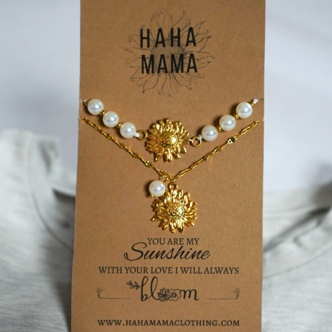Mommy And Me Sunflower Necklace & Bracelet Set