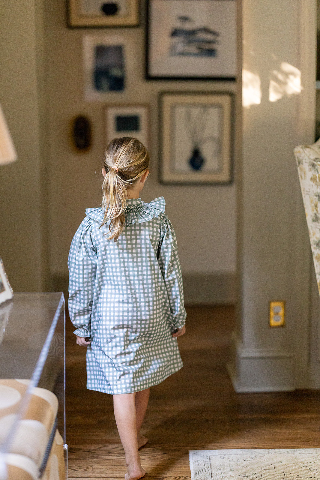 Molly Anne Dress In Field Check Sage