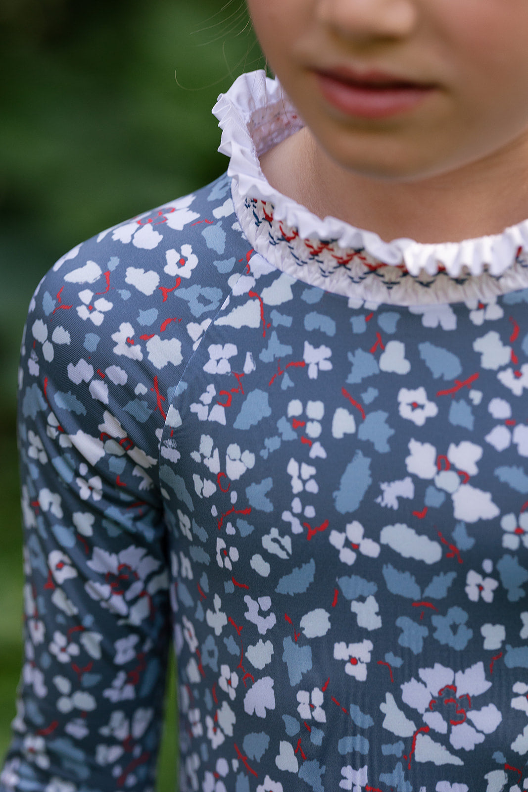 Austen Smocked Suit In Blue Darby