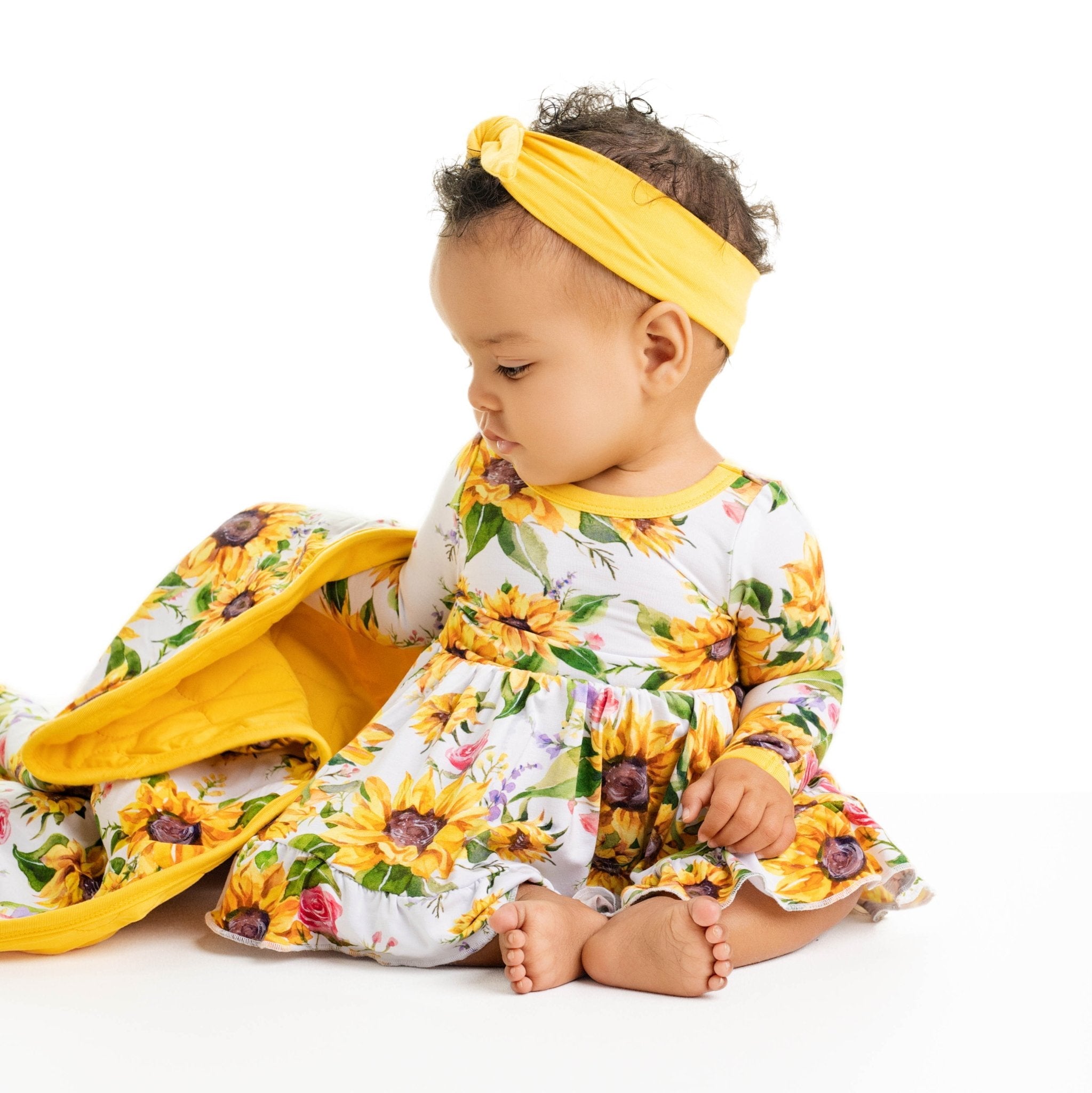 Suns And Roses (sunflowers) Long Sleeve Bodysuit Twirl Dress