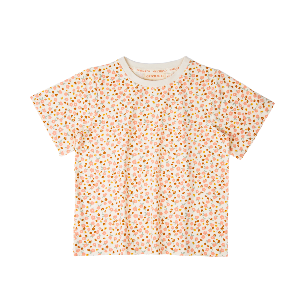 Oversized T-shirt | Organic Cotton Jersey - Sunset Meadow