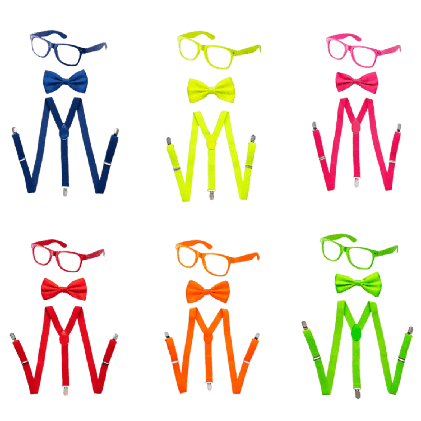 Suspenders, Bowtie And Sunglasses Set - Adults