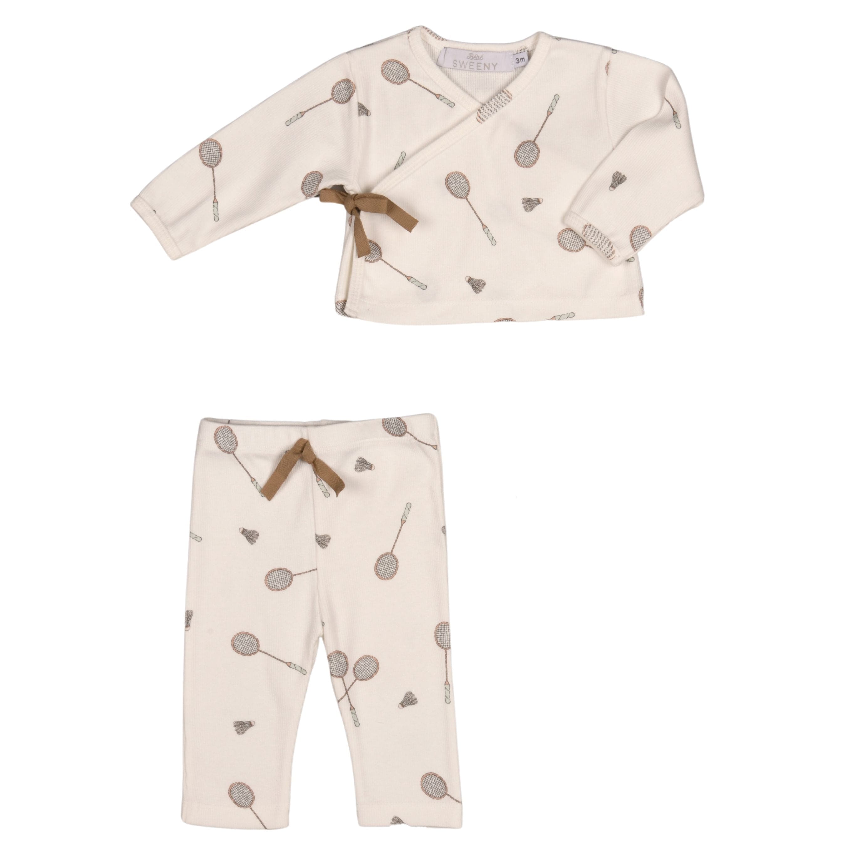 Swan | Baby Boys Ivory Ribbed Cotton Badminton Leggings Set