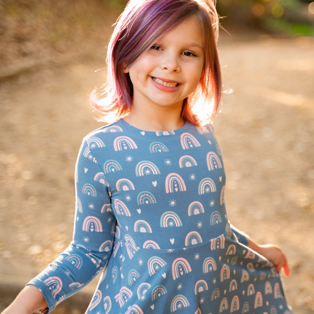 Swirly Girl Dress - Rainbows