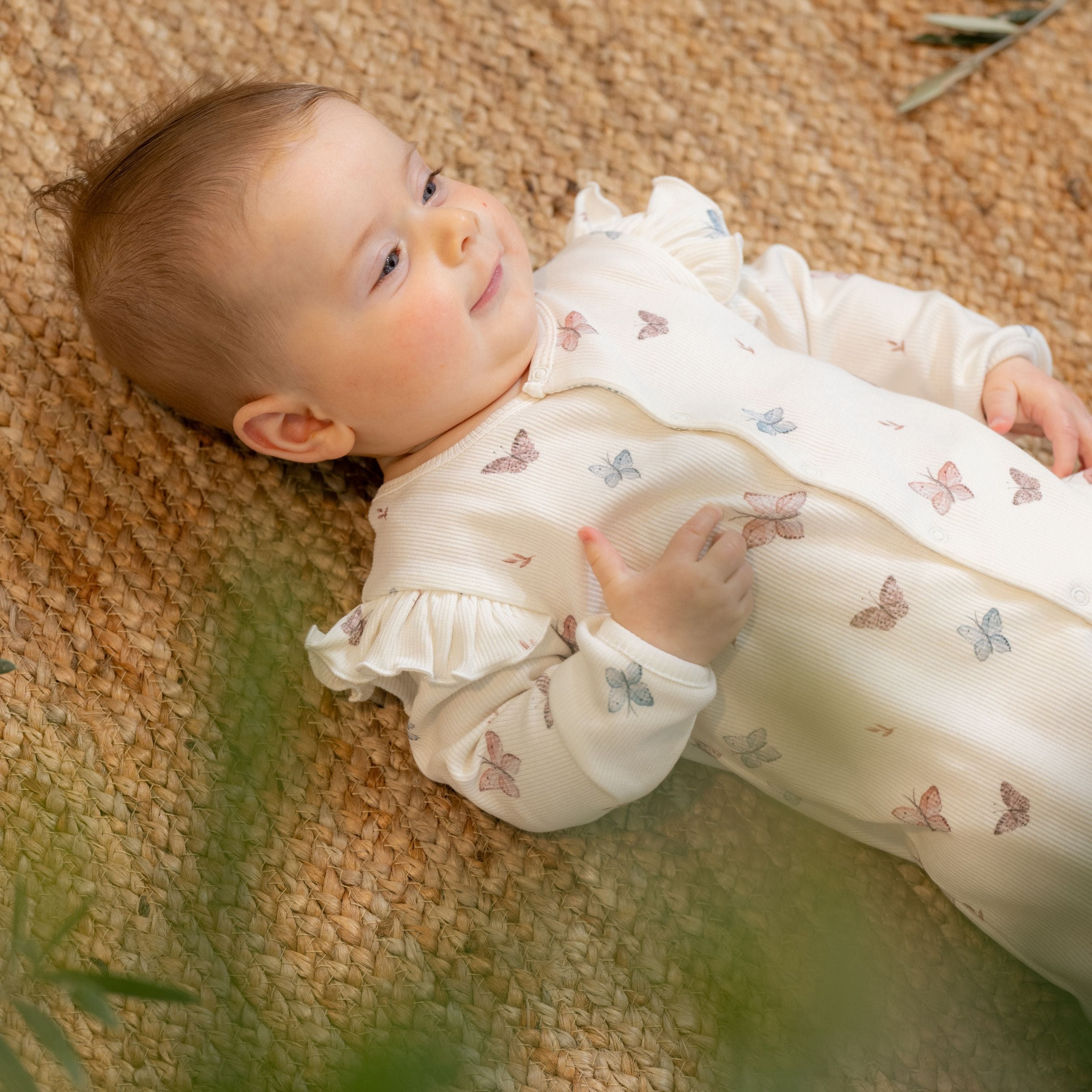 Syrine | Girls Ivory Cotton Butterfly Babysuit Set